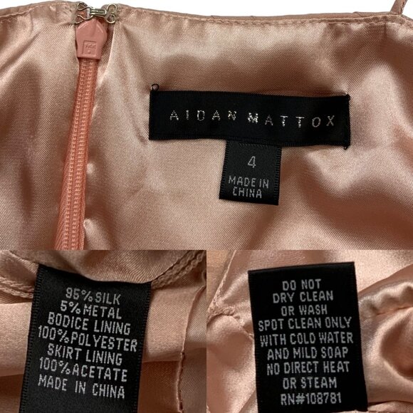 Aidan Mattox V-Neck Dress 4 Champagne Pink Mini Silk - Picture 4 of 12
